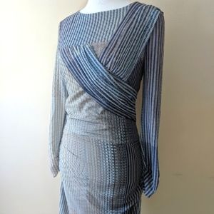 HP🎉 Reiss Asymmetric Printed Mini Dress with Sleeves